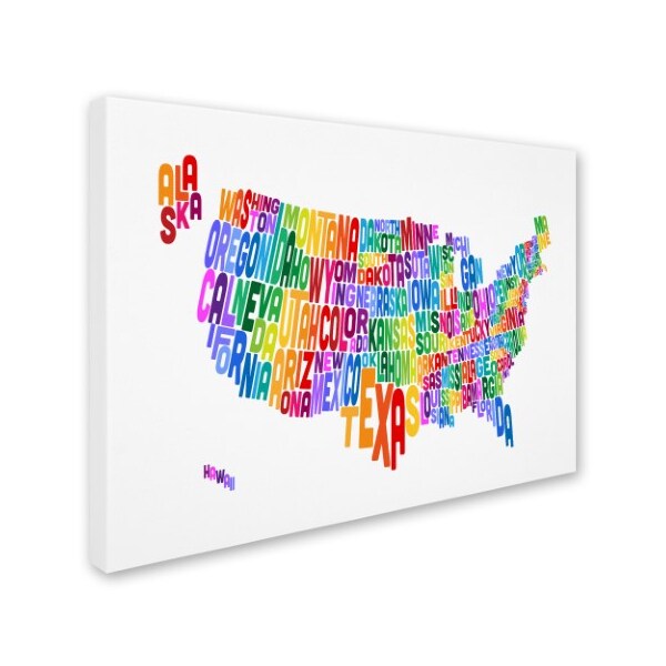 Michael Tompsett 'USA States Text Map 3' Canvas Art,30x47